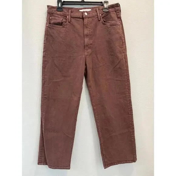 MOTHER The Rambler Zip Sneak Wide Leg Jeans In Brown